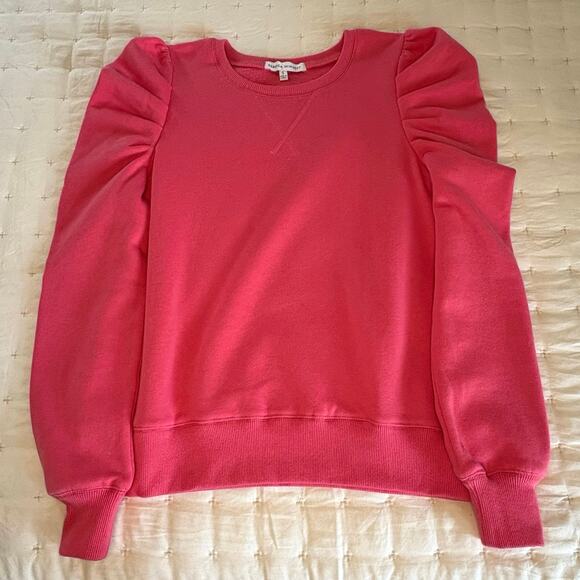 Rebecca Minkoff Janine Puff Sleeve Pullover Sweatshirt Women's S | Fuchsia Pink - Picture 5 of 11